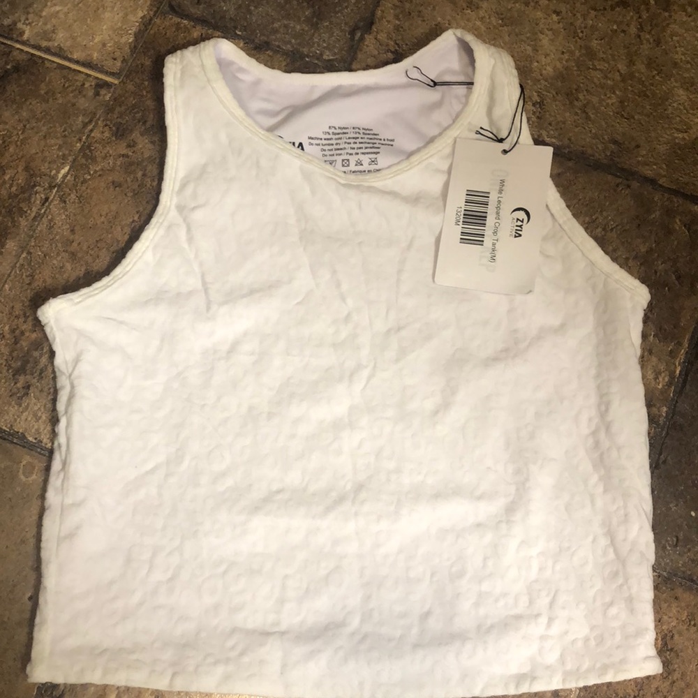 White Zyia Leopard Crop Tank NWT